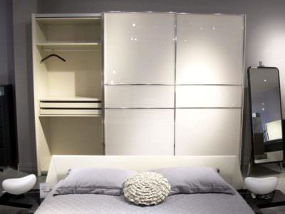 Шкаф-Купе в спальную комнату Подвесная система +Белый Глянец